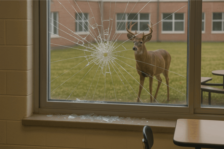 Unexpected Visitor: Deer Smashes Through Window at Amherst Junior High