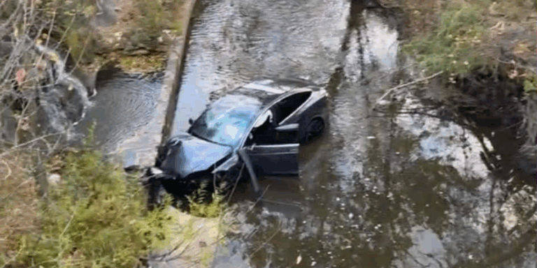 Emergency Crews Respond After Car Goes Off Route 2 in Amherst