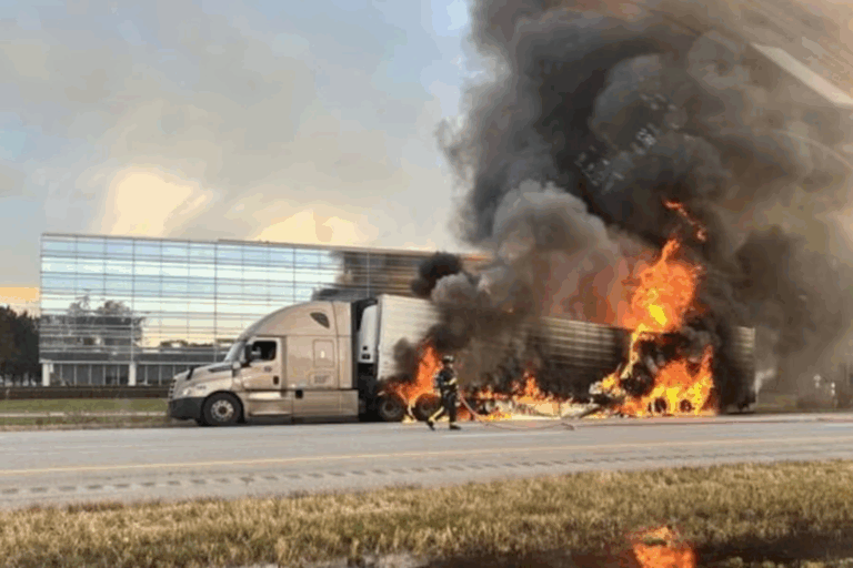 Semi-Truck Fire Shuts Down I-90 Westbound Lanes in Avon
